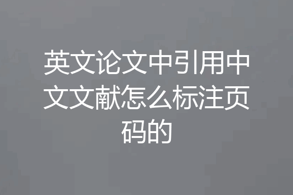 英文论文中引用中文文献怎么标注页码的