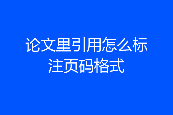 论文里引用怎么标注页码格式