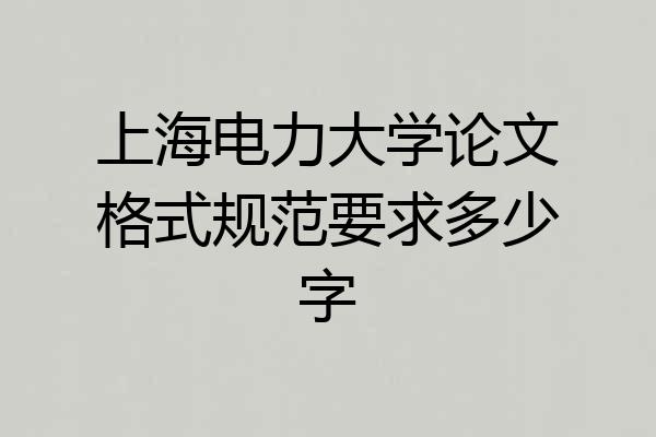 上海电力大学论文格式规范要求多少字