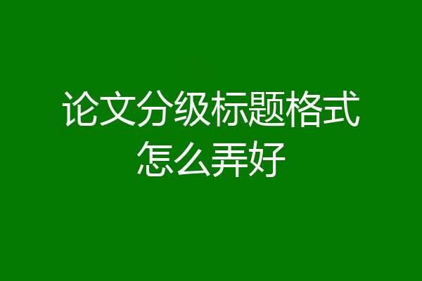 论文分级标题格式怎么弄好