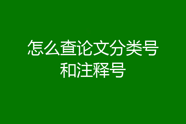 怎么查论文分类号和注释号