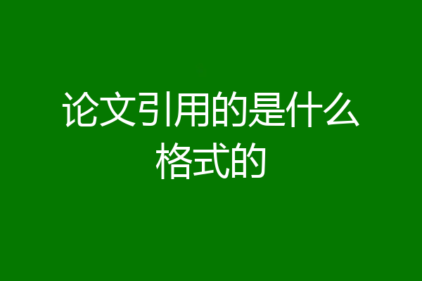 论文引用的是什么格式的