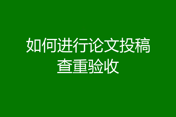 如何进行论文投稿查重验收