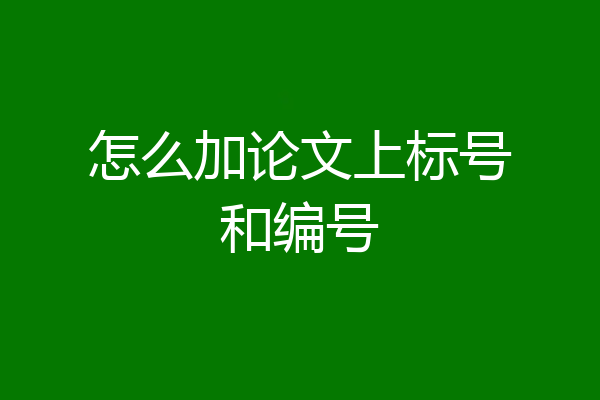 怎么加论文上标号和编号