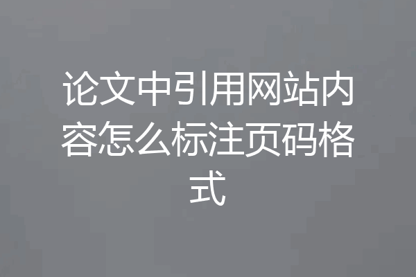 论文中引用网站内容怎么标注页码格式