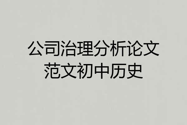 公司治理分析论文范文初中历史