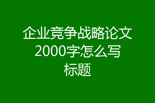 企业竞争战略论文2000字怎么写标题