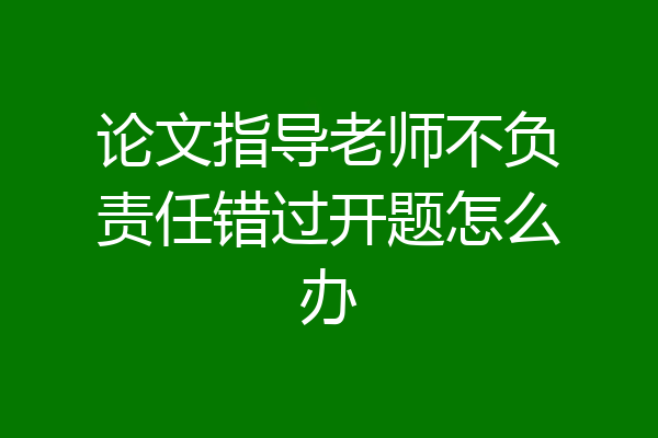 论文指导老师不负责任错过开题怎么办