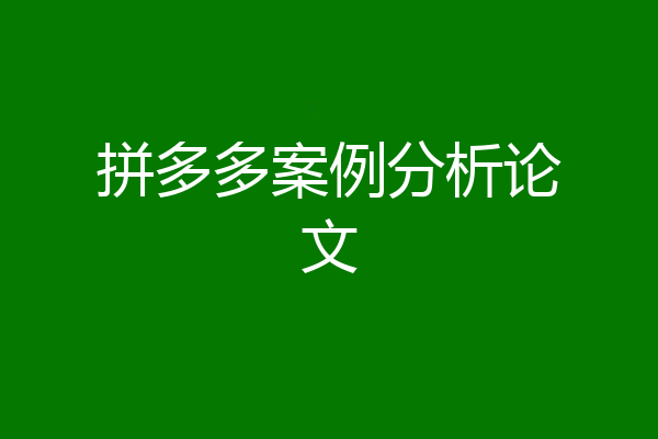 拼多多案例分析论文