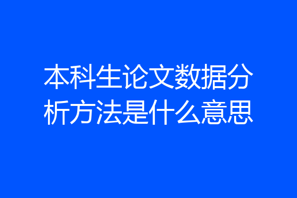 本科生论文数据分析方法是什么意思