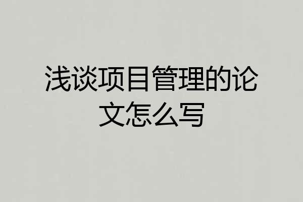 浅谈项目管理的论文怎么写