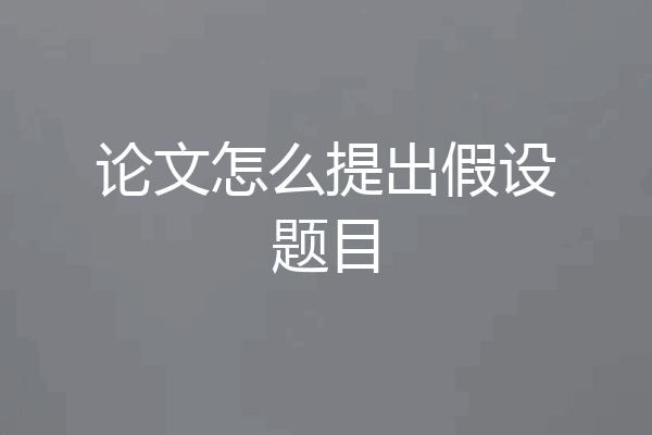 论文怎么提出假设题目