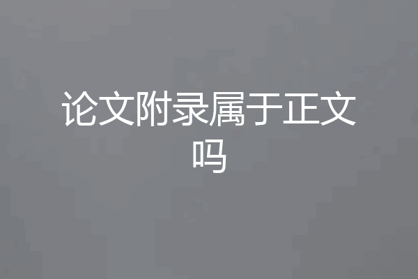 论文附录属于正文吗