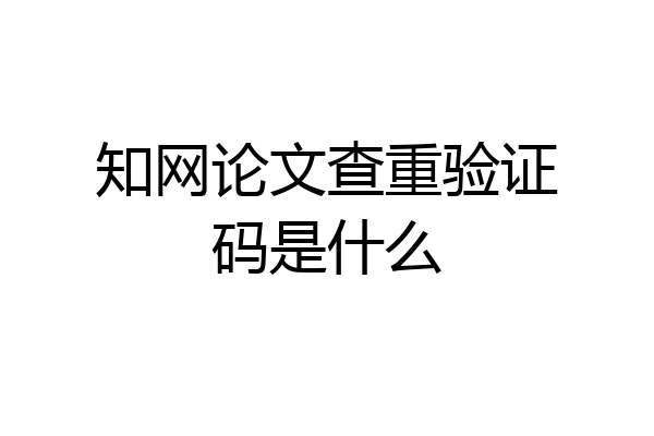 知网论文查重验证码是什么