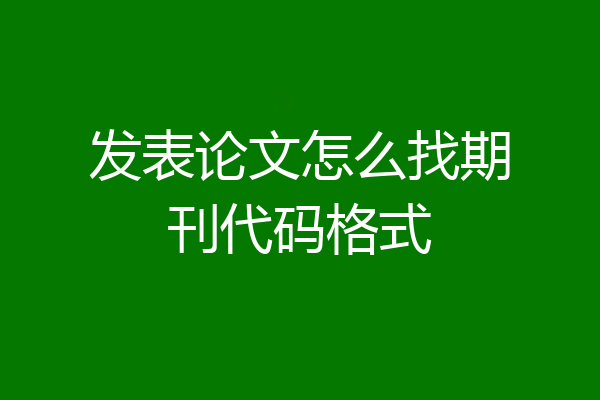 发表论文怎么找期刊代码格式
