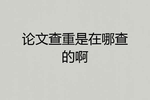 论文查重是在哪查的啊