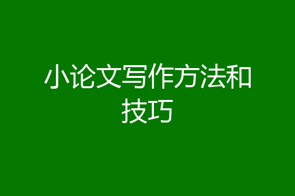小论文写作方法和技巧