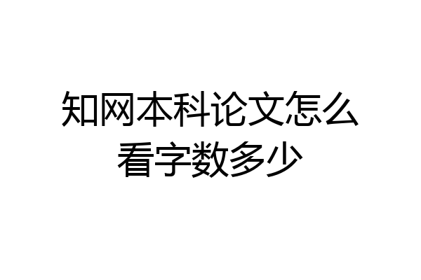 知网本科论文怎么看字数多少