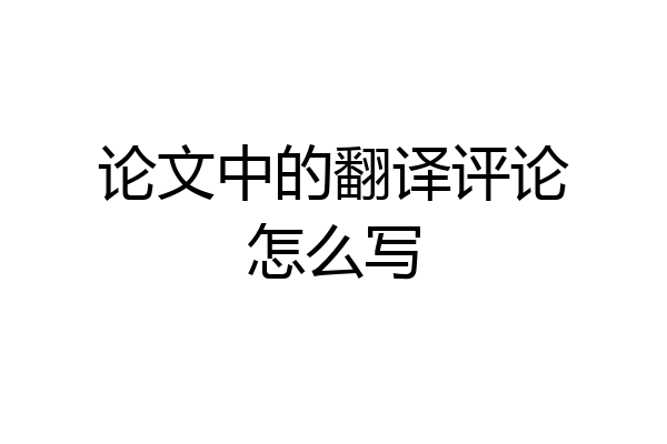 论文中的翻译评论怎么写