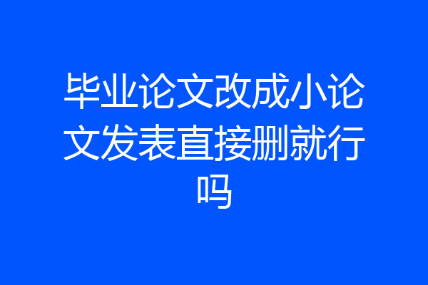 毕业论文改成小论文发表直接删就行吗