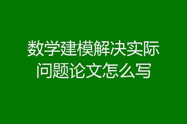 数学建模解决实际问题论文怎么写