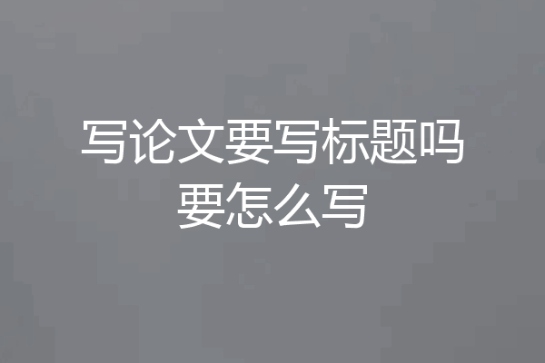 写论文要写标题吗要怎么写