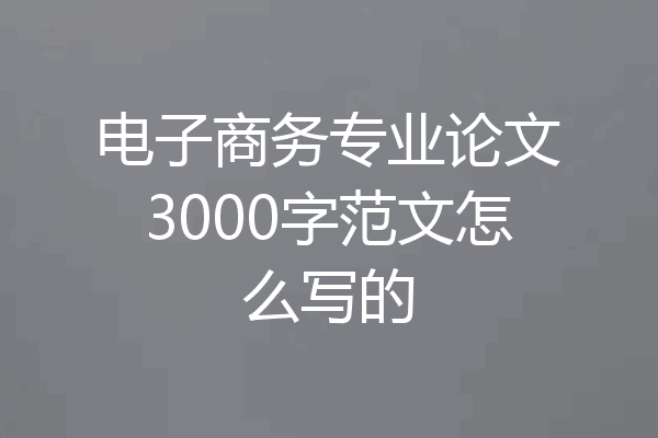 电子商务专业论文3000字范文怎么写的