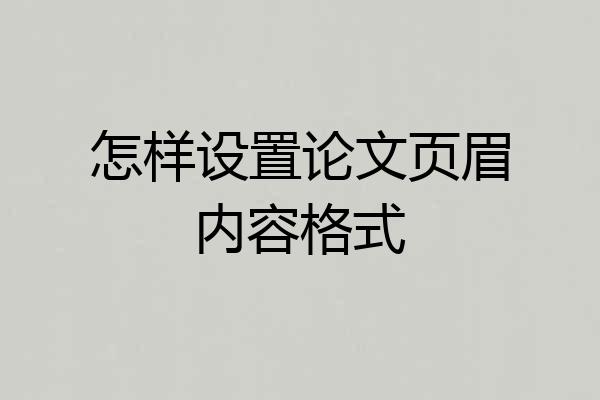 怎样设置论文页眉内容格式