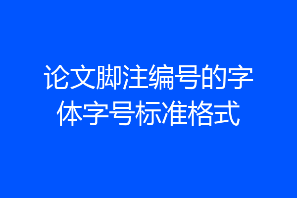 论文脚注编号的字体字号标准格式