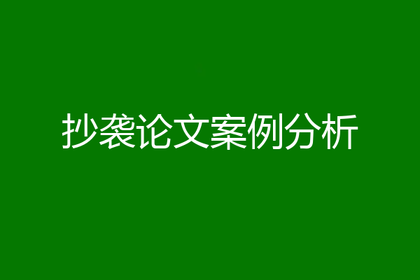 抄袭论文案例分析