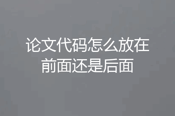 论文代码怎么放在前面还是后面
