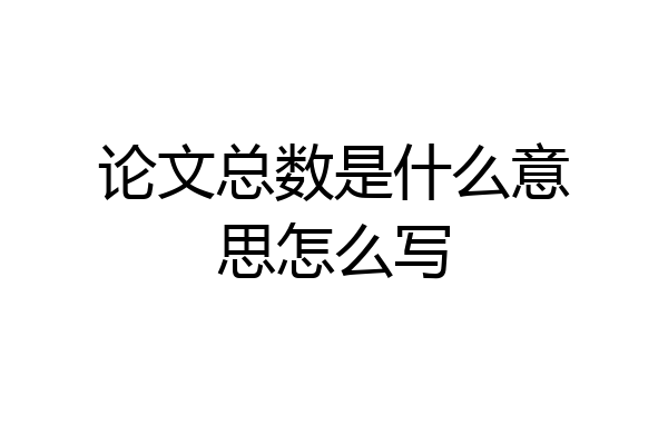 论文总数是什么意思怎么写