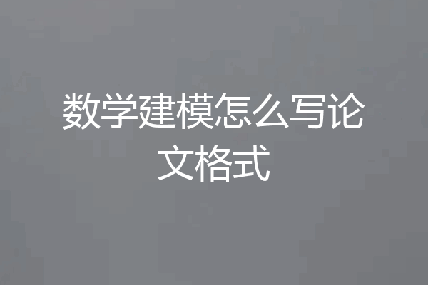 数学建模怎么写论文格式