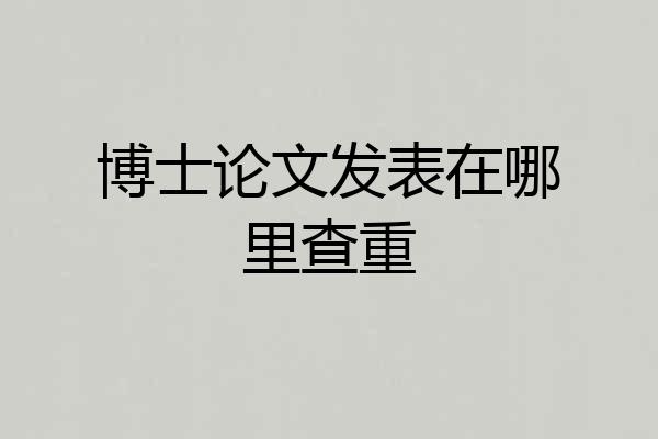 博士论文发表在哪里查重
