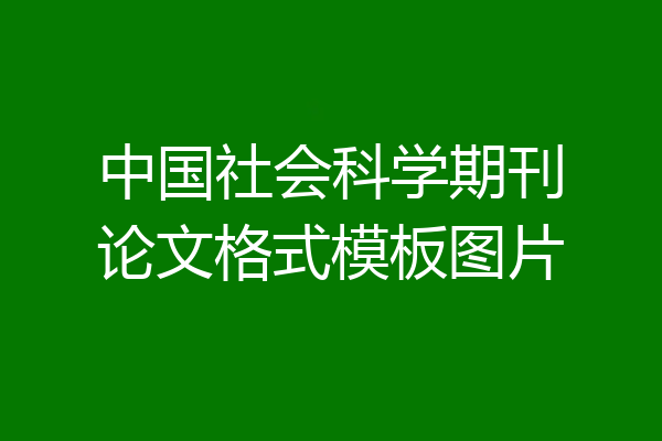中国社会科学期刊论文格式模板图片