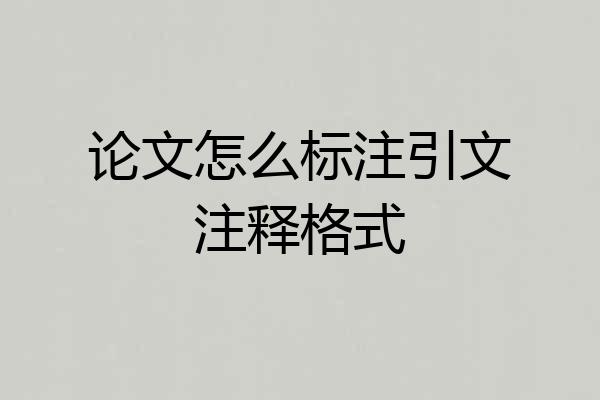 论文怎么标注引文注释格式
