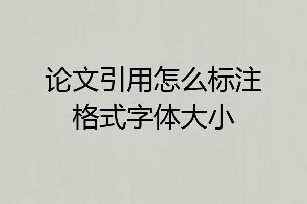论文引用怎么标注格式字体大小