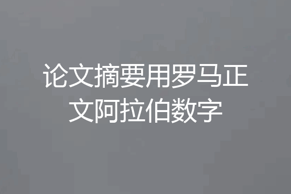 论文摘要用罗马正文阿拉伯数字