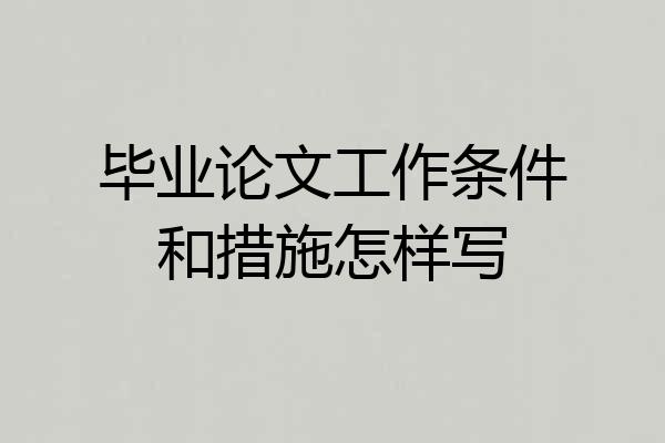毕业论文工作条件和措施怎样写