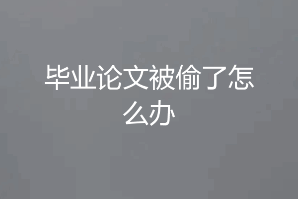 毕业论文被偷了怎么办