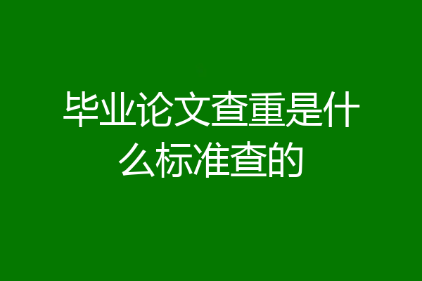 毕业论文查重是什么标准查的