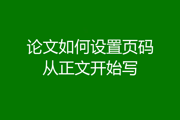 论文如何设置页码从正文开始写