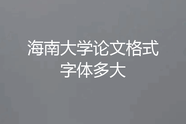 海南大学论文格式字体多大