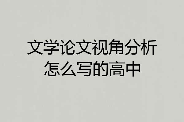 文学论文视角分析怎么写的高中