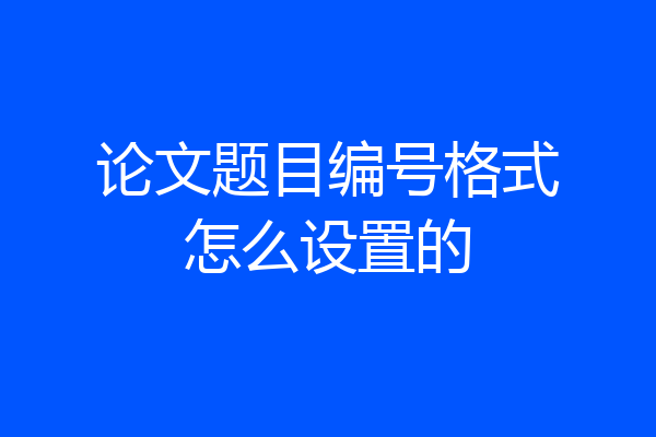 论文题目编号格式怎么设置的