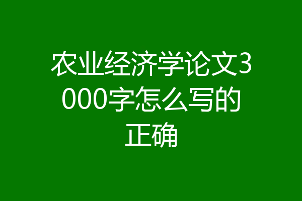 农业经济学论文3000字怎么写的正确