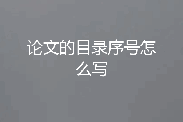 论文的目录序号怎么写