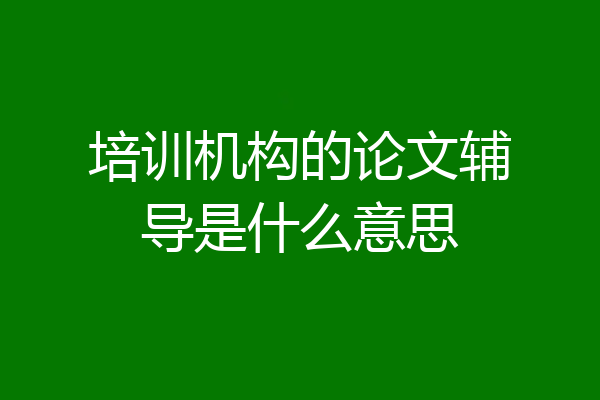培训机构的论文辅导是什么意思
