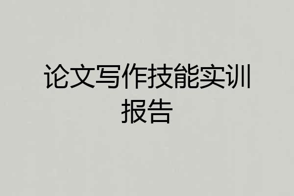 论文写作技能实训报告