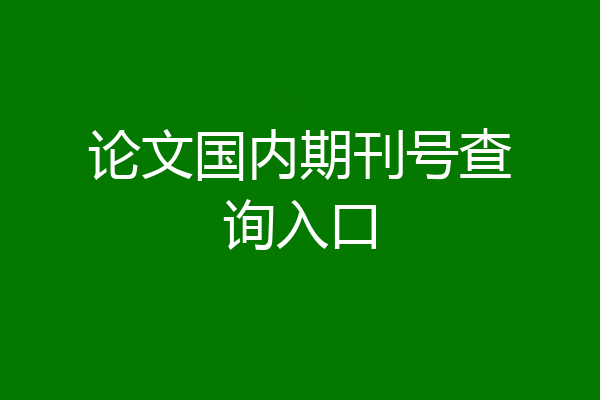 论文国内期刊号查询入口